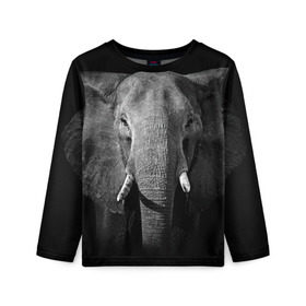 Детский лонгслив 3D с принтом Слон в Белгороде, 100% полиэстер | длинные рукава, круглый вырез горловины, полуприлегающий силуэт
 | animal | big | black   white | elephant | wild | большой | дикий | животное | слон | черно   белый