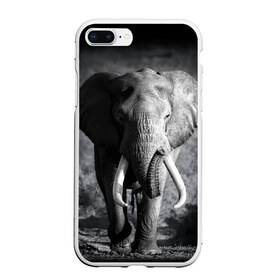 Чехол для iPhone 7Plus/8 Plus матовый с принтом Слон в Белгороде, Силикон | Область печати: задняя сторона чехла, без боковых панелей | africa | animal | big | black   white | elephant | go | road | savannah | wild | африка | большой | дикий | дорога | животное | идет | саванна | слон | черно   белый