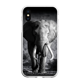Чехол для iPhone XS Max матовый с принтом Слон в Белгороде, Силикон | Область печати: задняя сторона чехла, без боковых панелей | Тематика изображения на принте: africa | animal | big | black   white | elephant | go | road | savannah | wild | африка | большой | дикий | дорога | животное | идет | саванна | слон | черно   белый