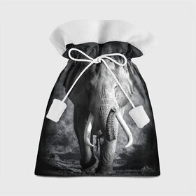 Подарочный 3D мешок с принтом Слон в Белгороде, 100% полиэстер | Размер: 29*39 см | Тематика изображения на принте: africa | animal | big | black   white | elephant | go | road | savannah | wild | африка | большой | дикий | дорога | животное | идет | саванна | слон | черно   белый