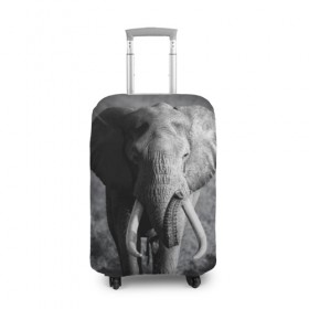 Чехол для чемодана 3D с принтом Слон в Белгороде, 86% полиэфир, 14% спандекс | двустороннее нанесение принта, прорези для ручек и колес | africa | animal | big | black   white | elephant | go | road | savannah | wild | африка | большой | дикий | дорога | животное | идет | саванна | слон | черно   белый