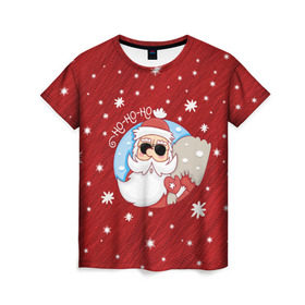 Женская футболка 3D с принтом HoHoHo в Белгороде, 100% полиэфир ( синтетическое хлопкоподобное полотно) | прямой крой, круглый вырез горловины, длина до линии бедер | 2017 год | deer | ho | merry christmas | new year | santa | дед мороз | зима | клаус | новый год | ночь | праздник | рождество | санта | снег