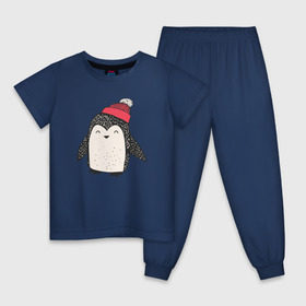 Детская пижама хлопок с принтом Пингвин в шапке в Белгороде, 100% хлопок |  брюки и футболка прямого кроя, без карманов, на брюках мягкая резинка на поясе и по низу штанин
 | милота