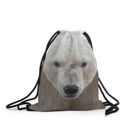 Рюкзак-мешок 3D с принтом Белый медведь в Белгороде, 100% полиэстер | плотность ткани — 200 г/м2, размер — 35 х 45 см; лямки — толстые шнурки, застежка на шнуровке, без карманов и подкладки | animal | bear | eyes | head | north | polar | predator | white | wild | белый | взгляд | голова | дикий | животное | медведь | полярный | север | хищник