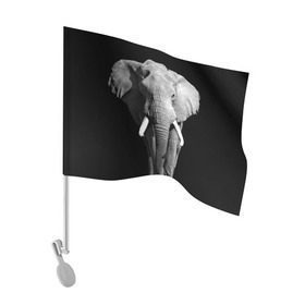 Флаг для автомобиля с принтом Слон в Белгороде, 100% полиэстер | Размер: 30*21 см | africa | big | black   white | elephant is an animal | shroud | tusks | африка | бивни | большой | животное | идет | савана | слон | черно   белый
