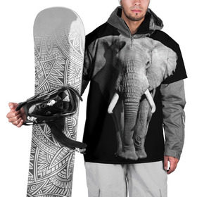 Накидка на куртку 3D с принтом Слон в Белгороде, 100% полиэстер |  | africa | big | black   white | elephant is an animal | shroud | tusks | африка | бивни | большой | животное | идет | савана | слон | черно   белый