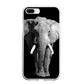 Чехол для iPhone 7Plus/8 Plus матовый с принтом Слон в Белгороде, Силикон | Область печати: задняя сторона чехла, без боковых панелей | Тематика изображения на принте: africa | big | black   white | elephant is an animal | shroud | tusks | африка | бивни | большой | животное | идет | савана | слон | черно   белый