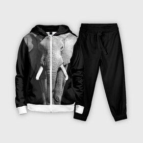 Детский костюм 3D с принтом Слон в Белгороде,  |  | africa | big | black   white | elephant is an animal | shroud | tusks | африка | бивни | большой | животное | идет | савана | слон | черно   белый