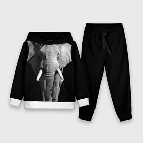 Детский костюм 3D (с толстовкой) с принтом Слон в Белгороде,  |  | africa | big | black   white | elephant is an animal | shroud | tusks | африка | бивни | большой | животное | идет | савана | слон | черно   белый