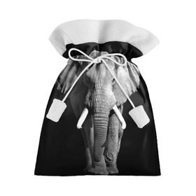 Подарочный 3D мешок с принтом Слон в Белгороде, 100% полиэстер | Размер: 29*39 см | africa | big | black   white | elephant is an animal | shroud | tusks | африка | бивни | большой | животное | идет | савана | слон | черно   белый