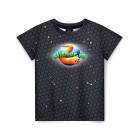 Детская футболка 3D с принтом Слизарио в Белгороде, 100% гипоаллергенный полиэфир | прямой крой, круглый вырез горловины, длина до линии бедер, чуть спущенное плечо, ткань немного тянется | io | slither | игра | скользкий | слизняк | червяк