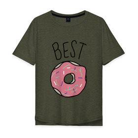Мужская футболка хлопок Oversize с принтом best friends в Белгороде, 100% хлопок | свободный крой, круглый ворот, “спинка” длиннее передней части | coffee | donuts | food | friends | друзья | кофе | парные | пончик