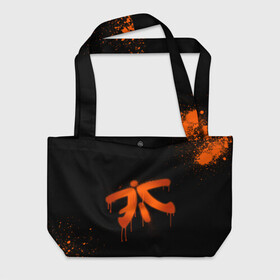 Пляжная сумка 3D с принтом cs:go - Fnatic (Black collection) в Белгороде, 100% полиэстер | застегивается на металлическую кнопку; внутренний карман застегивается на молнию. Стенки укреплены специальным мягким материалом, чтобы защитить содержимое от несильных ударов
 | 0x000000123 | cs | csgo | fnatic | кс | ксго | фнатик