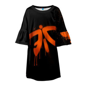 Детское платье 3D с принтом cs:go - Fnatic (Black collection) в Белгороде, 100% полиэстер | прямой силуэт, чуть расширенный к низу. Круглая горловина, на рукавах — воланы | Тематика изображения на принте: 0x000000123 | cs | csgo | fnatic | кс | ксго | фнатик