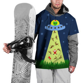 Накидка на куртку 3D с принтом Похищение Санта Клауса в Белгороде, 100% полиэстер |  | Тематика изображения на принте: вязанный | дед мороз | нлоб инопланетяне | новый год | рождество | свитер