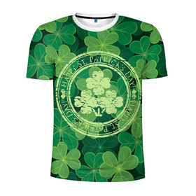Мужская футболка 3D спортивная с принтом Ireland, Happy St. Patrick`s Day в Белгороде, 100% полиэстер с улучшенными характеристиками | приталенный силуэт, круглая горловина, широкие плечи, сужается к линии бедра | Тематика изображения на принте: background | clover | four | green | happy st. patricks day | holiday | ireland | leaf | petal | plant | print | зеленый | ирландия | клевер | лепесток | лист | печать | праздник | растение | счастливого святого патрика | фон | четыре