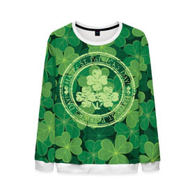 Мужской свитшот 3D с принтом Ireland, Happy St. Patrick`s Day в Белгороде, 100% полиэстер с мягким внутренним слоем | круглый вырез горловины, мягкая резинка на манжетах и поясе, свободная посадка по фигуре | background | clover | four | green | happy st. patricks day | holiday | ireland | leaf | petal | plant | print | зеленый | ирландия | клевер | лепесток | лист | печать | праздник | растение | счастливого святого патрика | фон | четыре