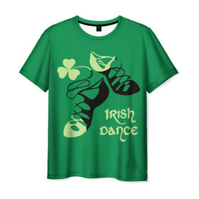 Мужская футболка 3D с принтом Ireland, Irish dance в Белгороде, 100% полиэфир | прямой крой, круглый вырез горловины, длина до линии бедер | Тематика изображения на принте: background | black | clover | dance | green | ireland | irish | petal | soft shoes | зеленый | ирландия | ирландский | клевер | лепесток | мягкая | обувь | танец | фон | черная