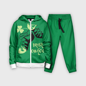 Детский костюм 3D с принтом Ireland, Irish dance в Белгороде,  |  | Тематика изображения на принте: background | black | clover | dance | green | ireland | irish | petal | soft shoes | зеленый | ирландия | ирландский | клевер | лепесток | мягкая | обувь | танец | фон | черная