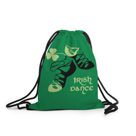 Рюкзак-мешок 3D с принтом Ireland, Irish dance в Белгороде, 100% полиэстер | плотность ткани — 200 г/м2, размер — 35 х 45 см; лямки — толстые шнурки, застежка на шнуровке, без карманов и подкладки | Тематика изображения на принте: background | black | clover | dance | green | ireland | irish | petal | soft shoes | зеленый | ирландия | ирландский | клевер | лепесток | мягкая | обувь | танец | фон | черная