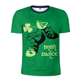 Мужская футболка 3D спортивная с принтом Ireland, Irish dance в Белгороде, 100% полиэстер с улучшенными характеристиками | приталенный силуэт, круглая горловина, широкие плечи, сужается к линии бедра | Тематика изображения на принте: background | black | clover | dance | green | ireland | irish | petal | soft shoes | зеленый | ирландия | ирландский | клевер | лепесток | мягкая | обувь | танец | фон | черная