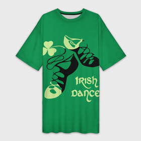 Платье-футболка 3D с принтом Ireland, Irish dance в Белгороде,  |  | background | black | clover | dance | green | ireland | irish | petal | soft shoes | зеленый | ирландия | ирландский | клевер | лепесток | мягкая | обувь | танец | фон | черная