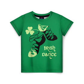 Детская футболка 3D с принтом Ireland, Irish dance в Белгороде, 100% гипоаллергенный полиэфир | прямой крой, круглый вырез горловины, длина до линии бедер, чуть спущенное плечо, ткань немного тянется | Тематика изображения на принте: background | black | clover | dance | green | ireland | irish | petal | soft shoes | зеленый | ирландия | ирландский | клевер | лепесток | мягкая | обувь | танец | фон | черная