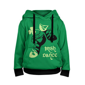 Детская толстовка 3D с принтом Ireland, Irish dance в Белгороде, 100% полиэстер | двухслойный капюшон со шнурком для регулировки, мягкие манжеты на рукавах и по низу толстовки, спереди карман-кенгуру с мягким внутренним слоем | Тематика изображения на принте: background | black | clover | dance | green | ireland | irish | petal | soft shoes | зеленый | ирландия | ирландский | клевер | лепесток | мягкая | обувь | танец | фон | черная