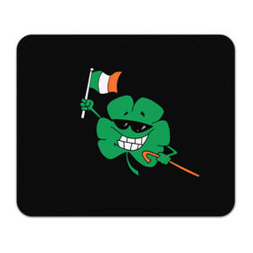 Коврик прямоугольный с принтом Ирландия, клевер с флагом в Белгороде, натуральный каучук | размер 230 х 185 мм; запечатка лицевой стороны | animation | background | black | clover | flag | ireland | smile | stick | teeth | анимация | зубы | ирландия | клевер | очки | палка | улыбка | флаг | фон | черный