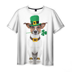 Мужская футболка 3D с принтом Ирландия в Белгороде, 100% полиэфир | прямой крой, круглый вырез горловины, длина до линии бедер | animal | breed | clover | dog | folk | fun | funny | hat | hero | ireland | irish | saint patrick | герой | животное | ирландия | ирландский | клевер | народный | порода | прикол | святой патрик | собака | шляпа | шутка
