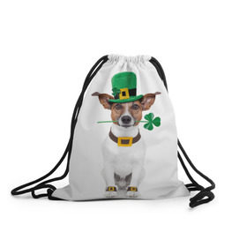 Рюкзак-мешок 3D с принтом Ирландия в Белгороде, 100% полиэстер | плотность ткани — 200 г/м2, размер — 35 х 45 см; лямки — толстые шнурки, застежка на шнуровке, без карманов и подкладки | animal | breed | clover | dog | folk | fun | funny | hat | hero | ireland | irish | saint patrick | герой | животное | ирландия | ирландский | клевер | народный | порода | прикол | святой патрик | собака | шляпа | шутка