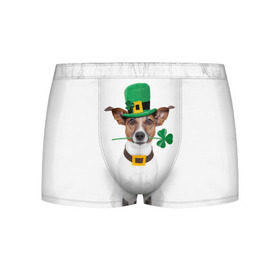 Мужские трусы 3D с принтом Ирландия в Белгороде, 50% хлопок, 50% полиэстер | классическая посадка, на поясе мягкая тканевая резинка | animal | breed | clover | dog | folk | fun | funny | hat | hero | ireland | irish | saint patrick | герой | животное | ирландия | ирландский | клевер | народный | порода | прикол | святой патрик | собака | шляпа | шутка