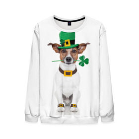 Мужской свитшот 3D с принтом Ирландия в Белгороде, 100% полиэстер с мягким внутренним слоем | круглый вырез горловины, мягкая резинка на манжетах и поясе, свободная посадка по фигуре | animal | breed | clover | dog | folk | fun | funny | hat | hero | ireland | irish | saint patrick | герой | животное | ирландия | ирландский | клевер | народный | порода | прикол | святой патрик | собака | шляпа | шутка