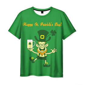 Мужская футболка 3D с принтом Ирландия в Белгороде, 100% полиэфир | прямой крой, круглый вырез горловины, длина до линии бедер | irish | st. patricks day | зеленый | ирландец | лепрекон