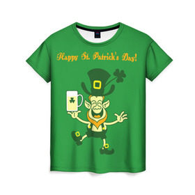 Женская футболка 3D с принтом Ирландия в Белгороде, 100% полиэфир ( синтетическое хлопкоподобное полотно) | прямой крой, круглый вырез горловины, длина до линии бедер | irish | st. patricks day | зеленый | ирландец | лепрекон