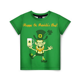 Детская футболка 3D с принтом Ирландия в Белгороде, 100% гипоаллергенный полиэфир | прямой крой, круглый вырез горловины, длина до линии бедер, чуть спущенное плечо, ткань немного тянется | irish | st. patricks day | зеленый | ирландец | лепрекон