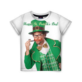 Детская футболка 3D с принтом Ирландия в Белгороде, 100% гипоаллергенный полиэфир | прямой крой, круглый вырез горловины, длина до линии бедер, чуть спущенное плечо, ткань немного тянется | irish | st. patricks day | зеленый | ирландец | лепрекон