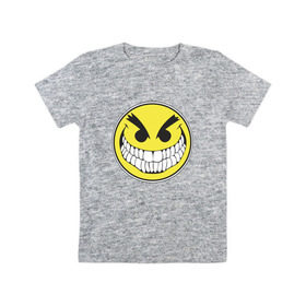Детская футболка хлопок с принтом Злой смайл в Белгороде, 100% хлопок | круглый вырез горловины, полуприлегающий силуэт, длина до линии бедер | Тематика изображения на принте: зло | смайл | эмоджи