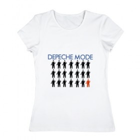 Женская футболка хлопок с принтом Depeche Mode в Белгороде, 100% хлопок | прямой крой, круглый вырез горловины, длина до линии бедер, слегка спущенное плечо | дипиш | мод | рок