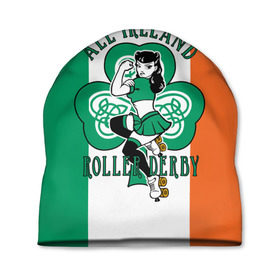 Шапка 3D с принтом Ирландия Roller Derby в Белгороде, 100% полиэстер | универсальный размер, печать по всей поверхности изделия | athlete | clover | flag | girl | ireland | roller | roller derby | девушка | ирландия | клевер | на роликах | спортсменка | флаг