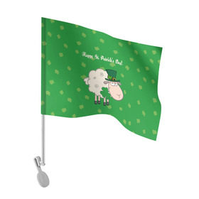 Флаг для автомобиля с принтом Ирландия в Белгороде, 100% полиэстер | Размер: 30*21 см | irish | sheep | st. patricks day | зеленый | ирландец | лепрекон | оваечка | овца