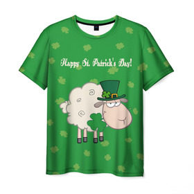 Мужская футболка 3D с принтом Ирландия в Белгороде, 100% полиэфир | прямой крой, круглый вырез горловины, длина до линии бедер | Тематика изображения на принте: irish | sheep | st. patricks day | зеленый | ирландец | лепрекон | оваечка | овца