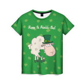 Женская футболка 3D с принтом Ирландия в Белгороде, 100% полиэфир ( синтетическое хлопкоподобное полотно) | прямой крой, круглый вырез горловины, длина до линии бедер | irish | sheep | st. patricks day | зеленый | ирландец | лепрекон | оваечка | овца