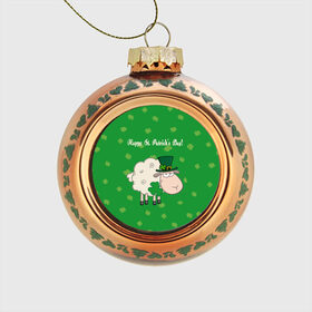 Стеклянный ёлочный шар с принтом Ирландия в Белгороде, Стекло | Диаметр: 80 мм | irish | sheep | st. patricks day | зеленый | ирландец | лепрекон | оваечка | овца