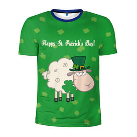Мужская футболка 3D спортивная с принтом Ирландия в Белгороде, 100% полиэстер с улучшенными характеристиками | приталенный силуэт, круглая горловина, широкие плечи, сужается к линии бедра | Тематика изображения на принте: irish | sheep | st. patricks day | зеленый | ирландец | лепрекон | оваечка | овца
