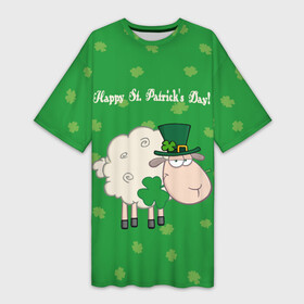 Платье-футболка 3D с принтом Ирландия в Белгороде,  |  | irish | sheep | st. patricks day | зеленый | ирландец | лепрекон | оваечка | овца