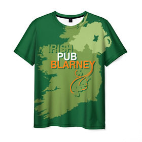 Мужская футболка 3D с принтом Irish pub Blarney в Белгороде, 100% полиэфир | прямой крой, круглый вырез горловины, длина до линии бедер | Тематика изображения на принте: bar | blarney | ireland | irish | map | pub | wasps | бар | ирландия | ирландский | карта | остров