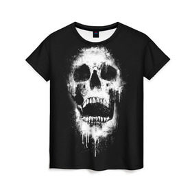 Женская футболка 3D с принтом Evil Skull в Белгороде, 100% полиэфир ( синтетическое хлопкоподобное полотно) | прямой крой, круглый вырез горловины, длина до линии бедер | bone | dark | death | evil | hipster | skelet | skull | кости | скелет | темнота | хипстер | череп