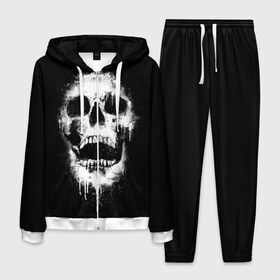 Мужской костюм 3D с принтом Evil Skull в Белгороде, 100% полиэстер | Манжеты и пояс оформлены тканевой резинкой, двухслойный капюшон со шнурком для регулировки, карманы спереди | bone | dark | death | evil | hipster | skelet | skull | кости | скелет | темнота | хипстер | череп