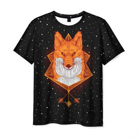 Мужская футболка 3D с принтом Огненный лис в Белгороде, 100% полиэфир | прямой крой, круглый вырез горловины, длина до линии бедер | animal | beast | fox | heart | love | orange | животное | зверь | лис | лиса | личиска | любовь | огонь | пламя | рыжая | сердце